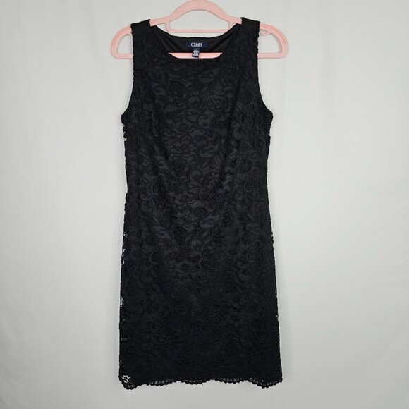 CHAPS by RALPH LAUREN Y2K BLACK LACE Dress size 8 Elegant Cocktail Feminine Chic - Picture 2 of 7